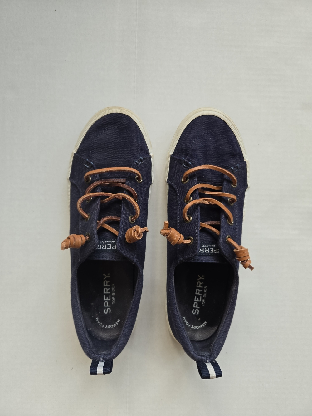 Sperry Navy Canvas Sneakers with Tan Laces